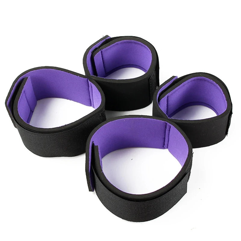 Adult SM Sex Restraint Handcuffs Slave Tools Bdsm No Vibrators Sexy Wrist To Ankle Cuffs Open Leg Hand Toys Bondage For Couples