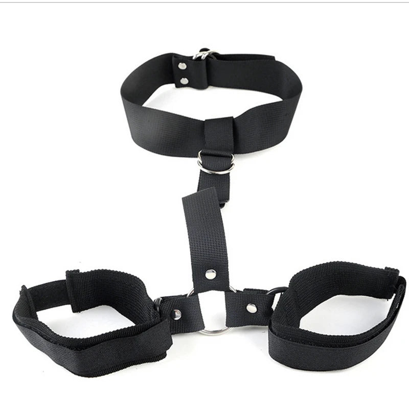 Adult SM Sex Restraint Handcuffs Slave Tools Bdsm No Vibrators Sexy Wrist To Ankle Cuffs Open Leg Hand Toys Bondage For Couples